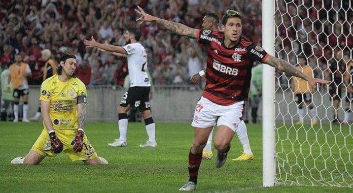 Pedro comemora gol marcado contra o Corinthians