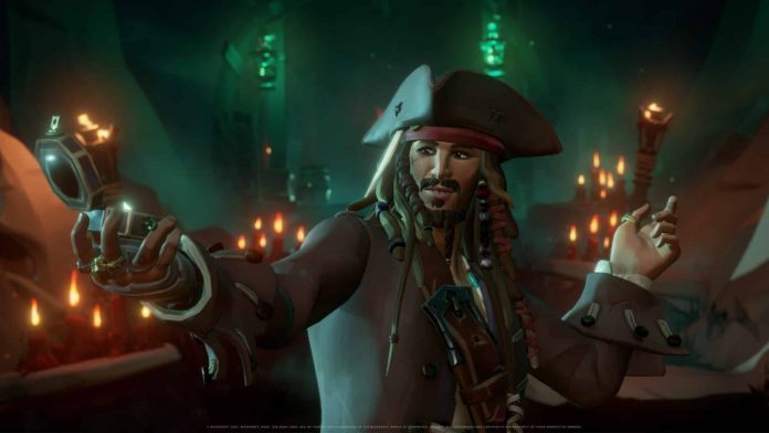 Jack Sparrow em Sea of Thieves, um dos 5 melhores jogos com crossplay disponível.