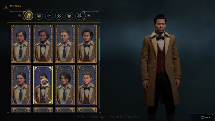 Criando personagem em Hogwarts Legacy