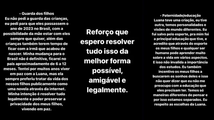 Pedro Scooby rebate Luana Piovani: "Sempre exerci as minhas funções"