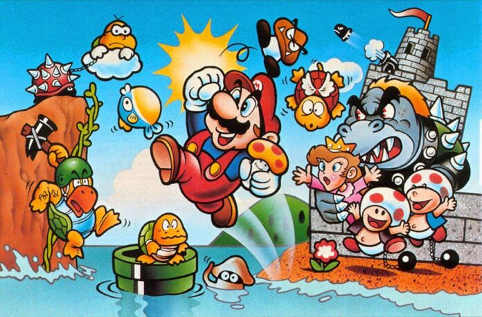 Acredite: aquela coisa azul do lado direito segurando Peach deveria ser Bowser. (Fonte: Nintendo/Reprodução)