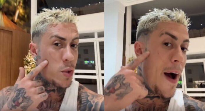 MC Daniel mostra machucado após levar cabeçada