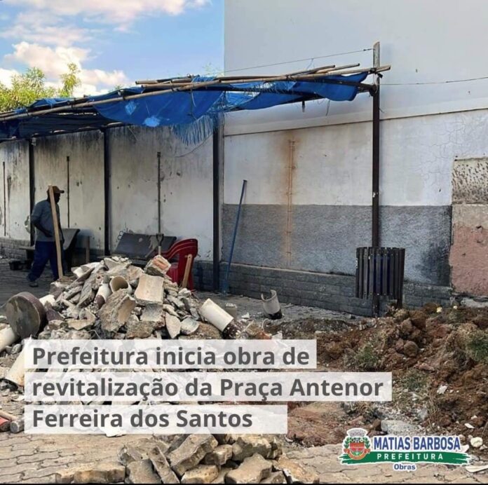 Prefeitura de Matias Barbosa inicia revitalização da praça Antenor Ferreira dos Santos