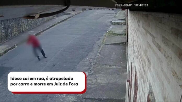 VÍDEO: Idoso cai em rua, é atropelado por carro e morre em Juiz de Fora
