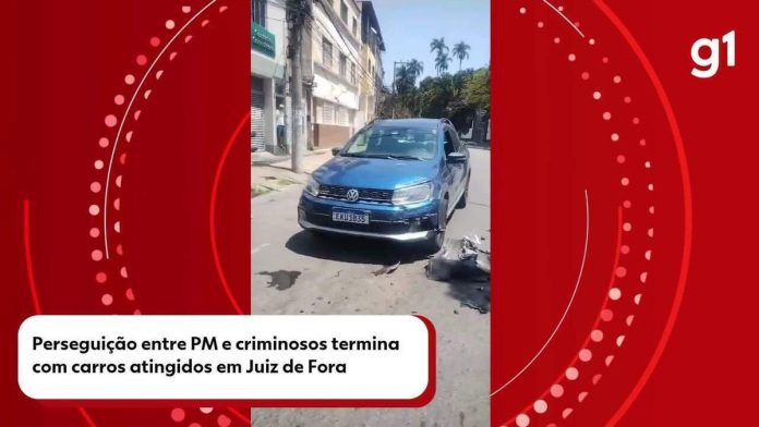 Perseguição entre PM e criminosos termina com carros danificados em Juiz de Fora; VÍDEO