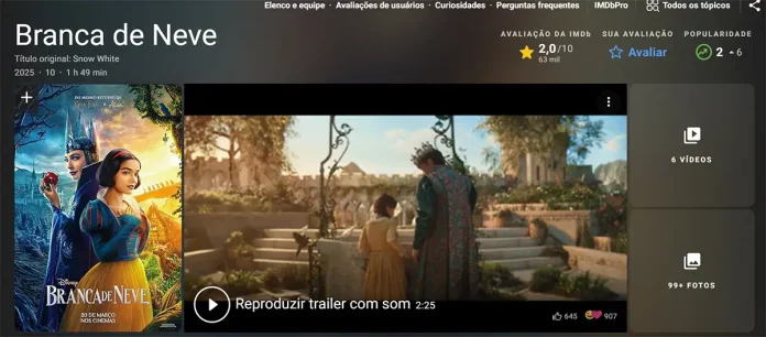 Alvo de racismo e xenofobia, "Branca de Neve" amarga nota miserável no IMDB