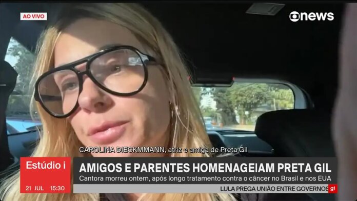 Carolina Dieckmmann entra ao vivo na TV para falar da morte de Preta Gil: "não sentiu dor"